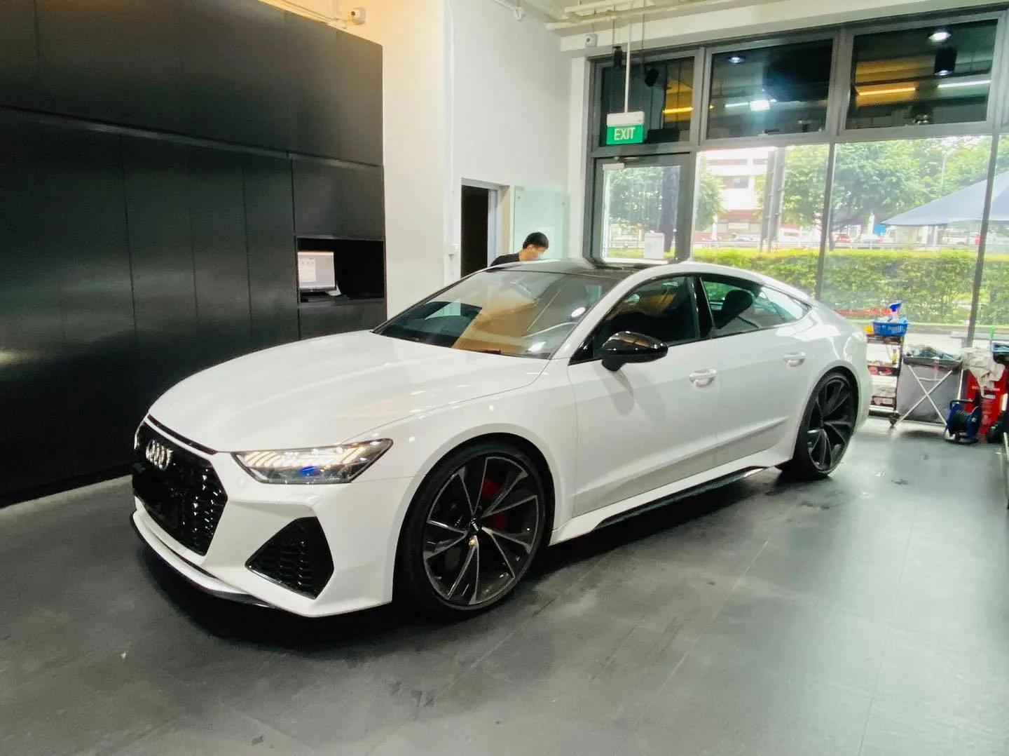 White Audi RS sportback side profile at Infratint Singapore for window tinting