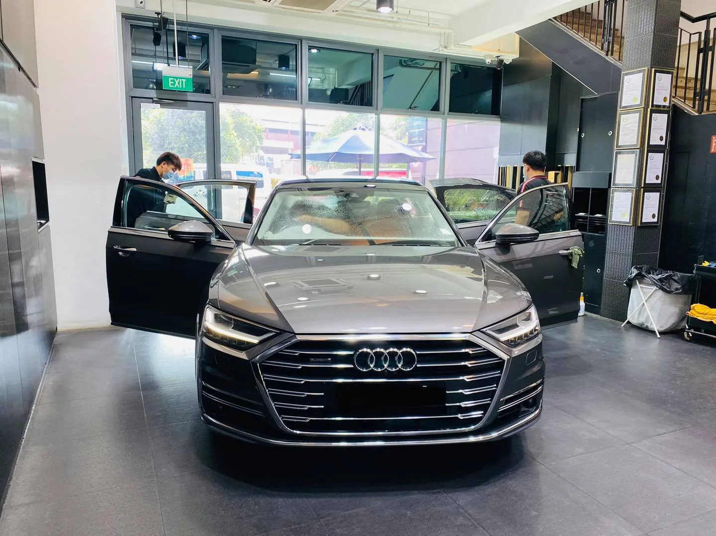 Grey Audi A8L sedan at Infratint Singapore for window tinting