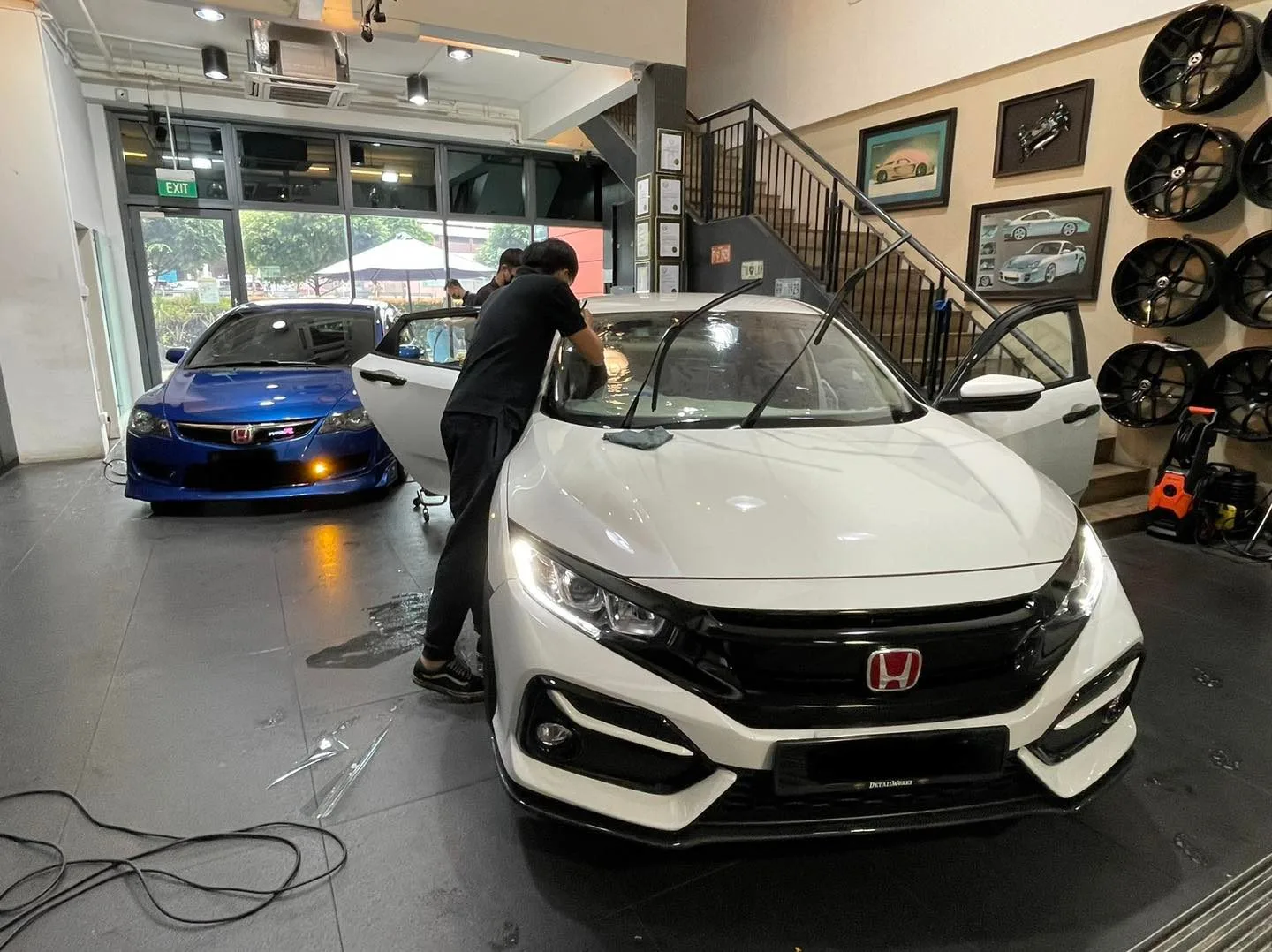 White Honda Civic having window film fitted at Infratint Singapore