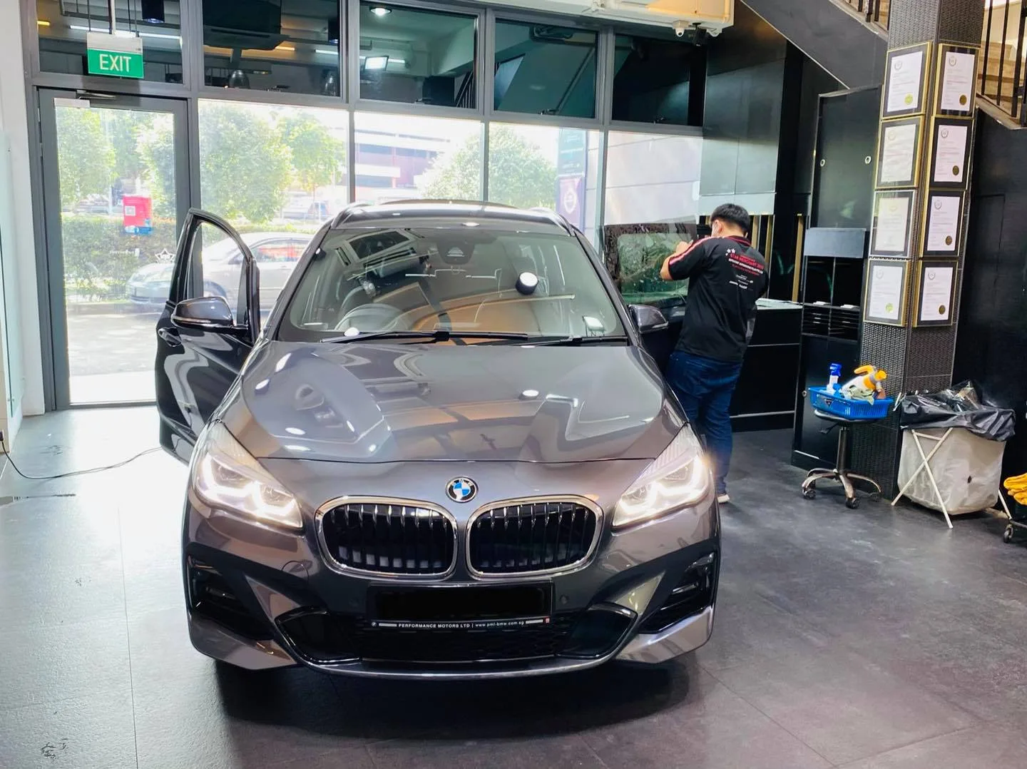 Grey BMW 2 Series Gran Tourer being tinted at Infratint Singapore