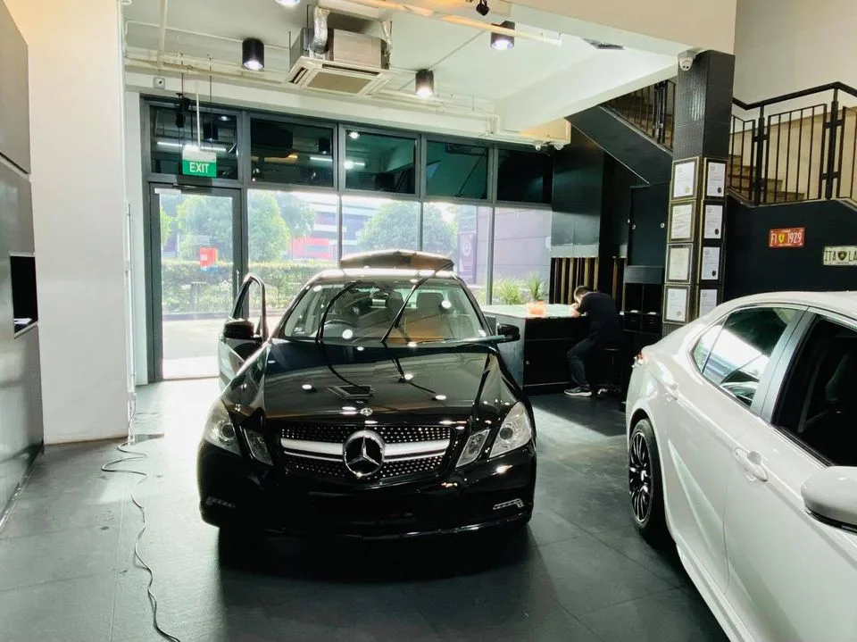 Black Mercedes-Benz E-Class estate at Infratint Singapore for window film