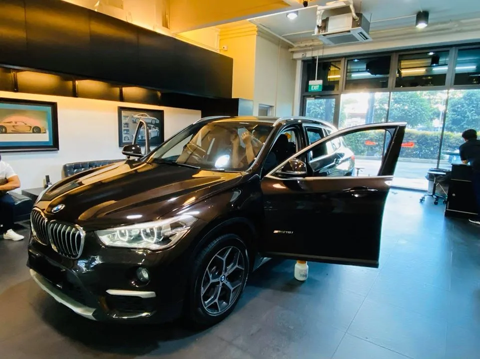 BMW X1 being prepared for window film at Infratint Singapore