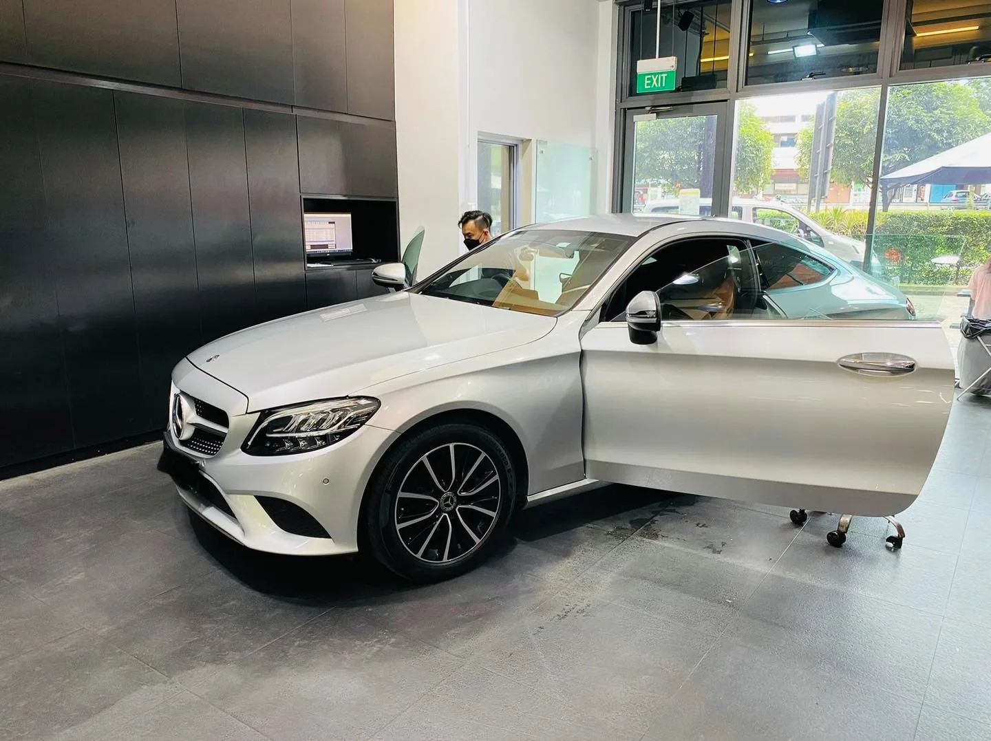 Silver Mercedes-Benz C-Class in three-quarter view at Infratint Singapore