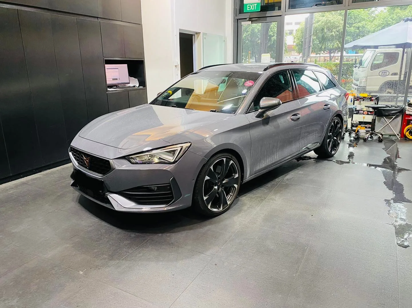 Grey Cupra Leon estate at Infratint Singapore for window film