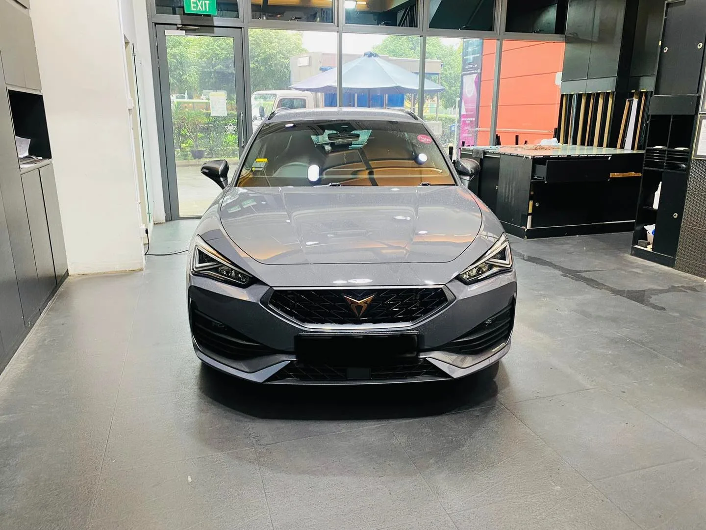 Grey Cupra Leon front view before window tinting at Infratint Singapore