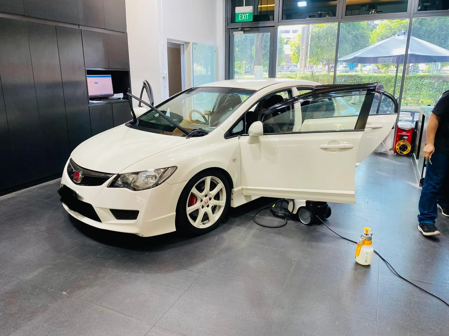 White Honda Civic Type R front three-quarter at Infratint Singapore