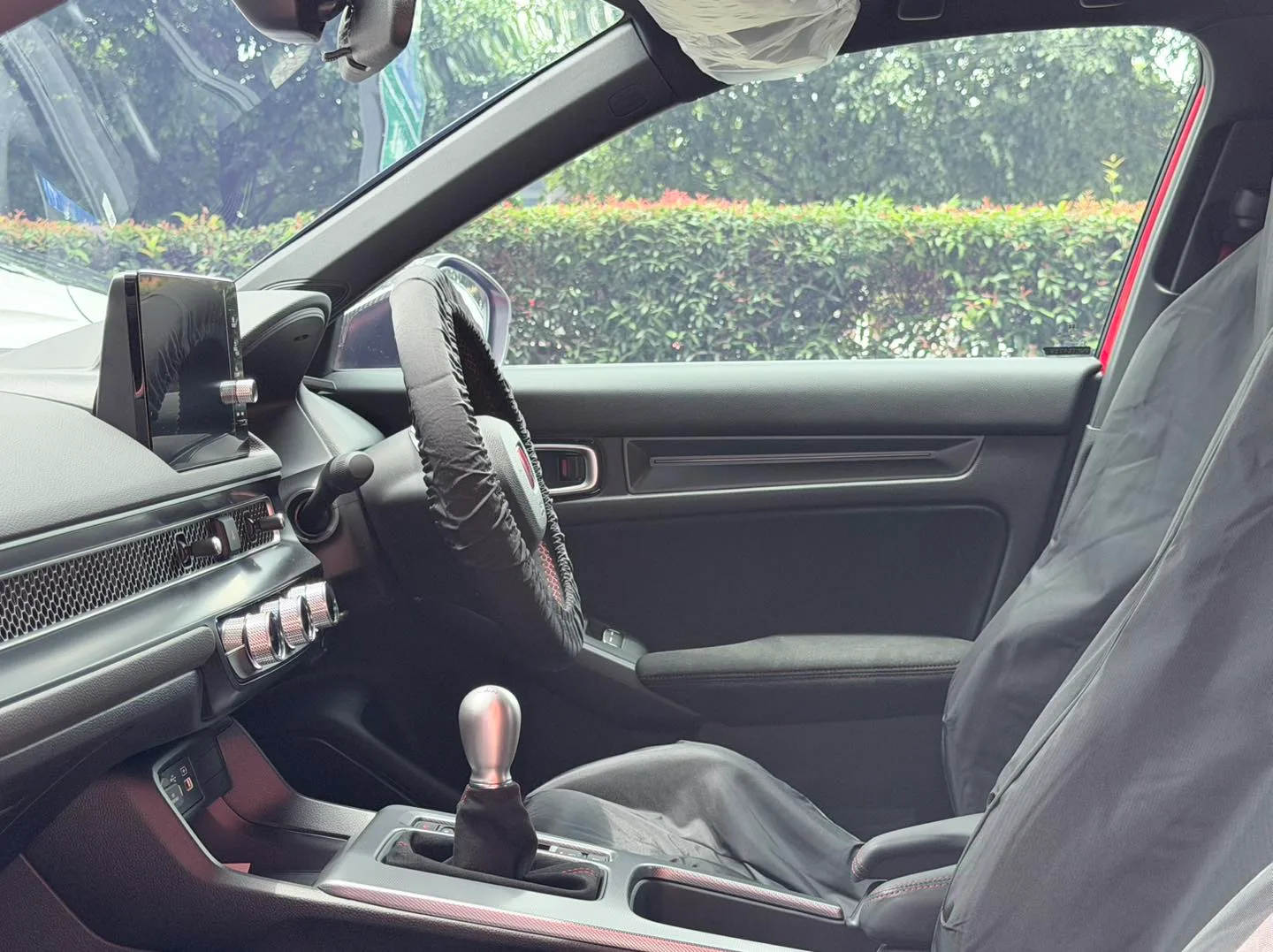 Honda Civic Type R FL5 interior and manual shifter seen through tinted glass at Infratint Singapore