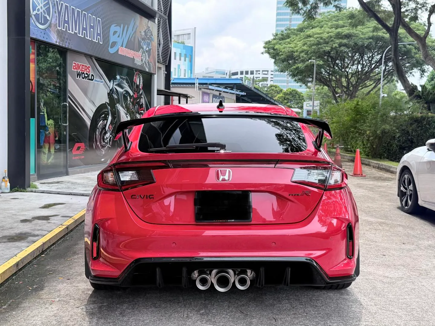 Tinted Honda Civic Type R FL5 rear view with rear wing at Infratint Singapore