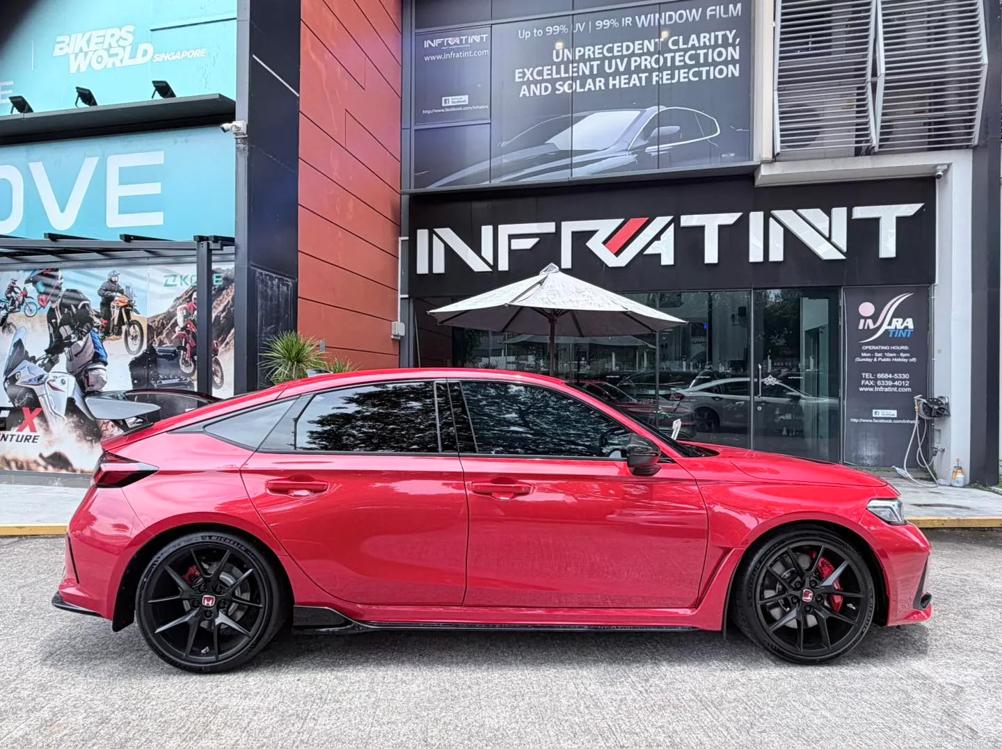 Tinted Honda Civic Type R FL5 side profile outside Infratint Singapore