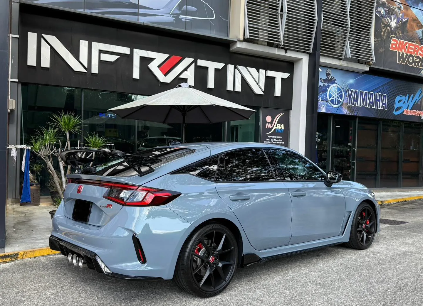 Grey Honda Civic Type R FL5 side profile outside Infratint Singapore