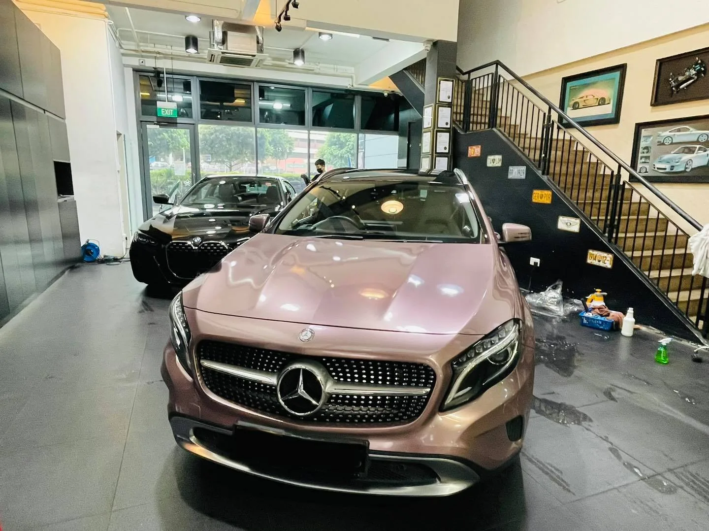 Rose gold Mercedes-Benz GLA SUV at Infratint Singapore for window tinting