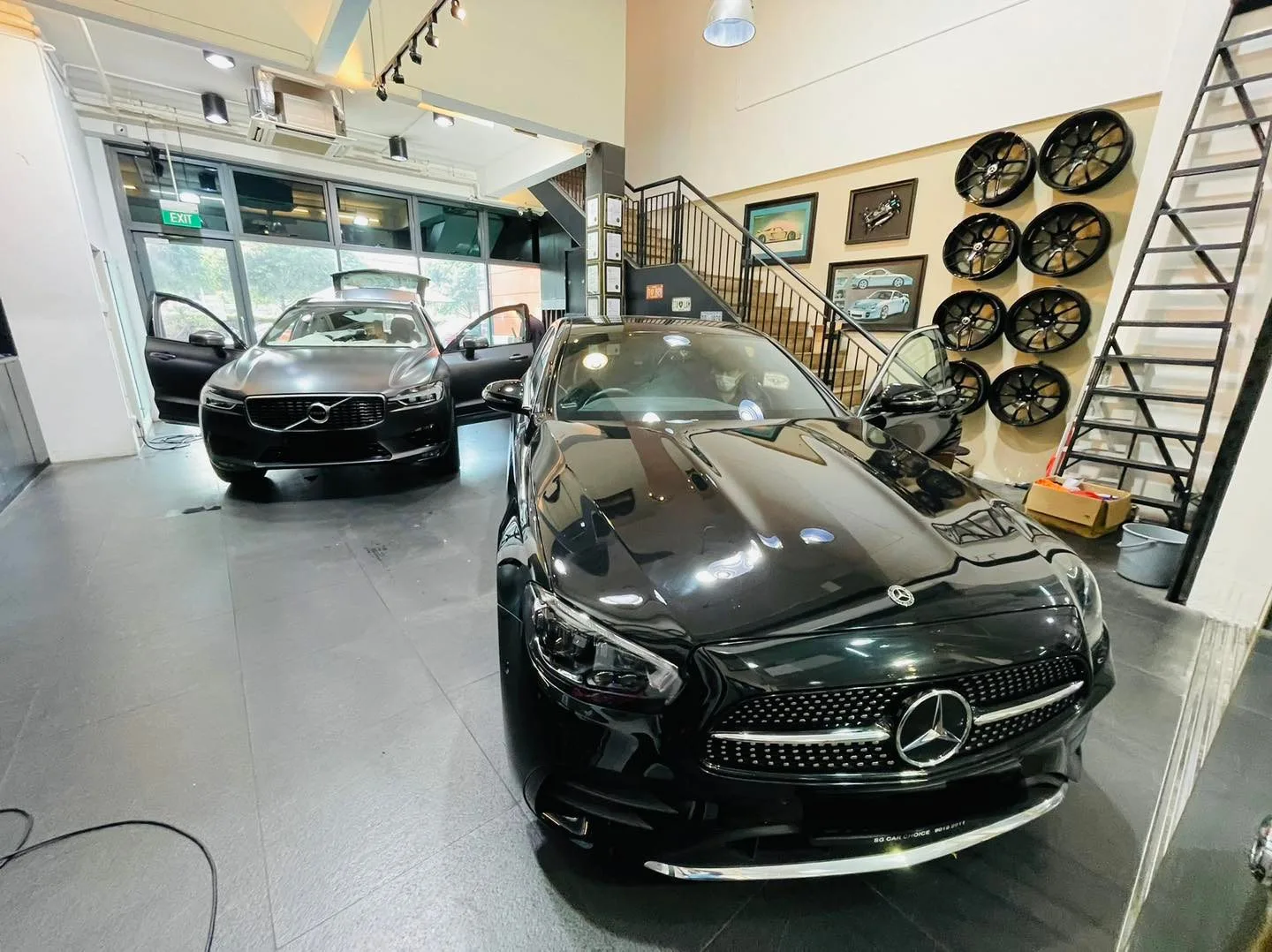 Black Mercedes-Benz crossover and Volvo inside Infratint Singapore