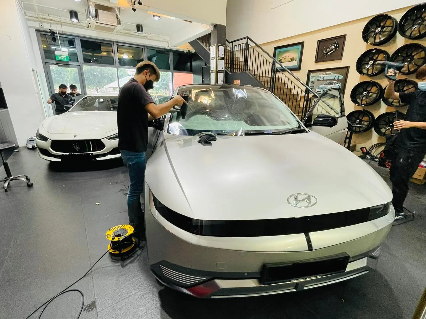 Silver Hyundai Ioniq 5 having windows tinted at Infratint Singapore
