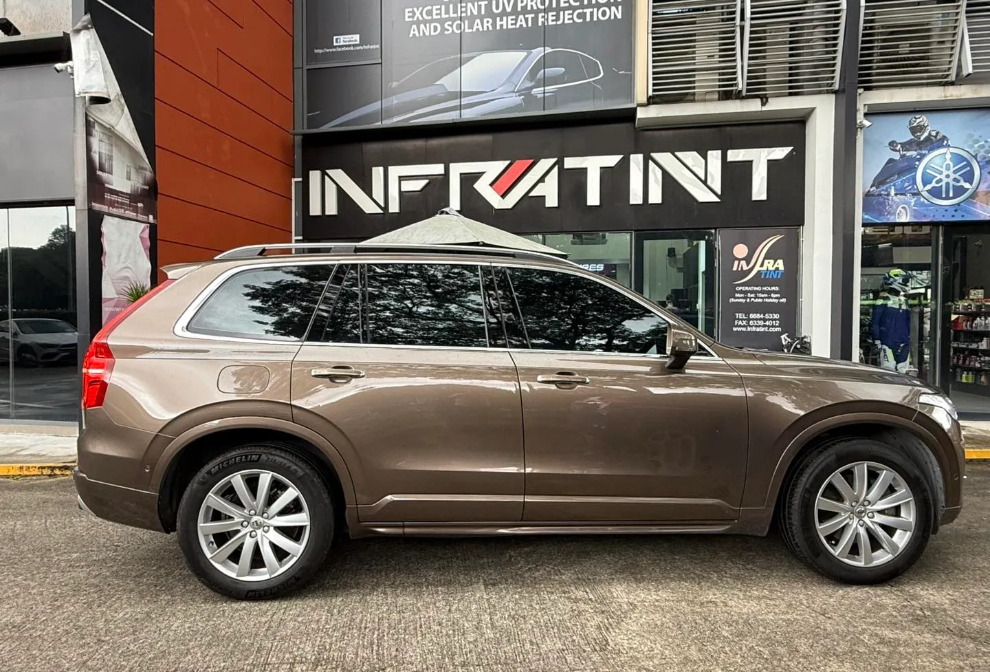 Tinted bronze Volvo XC90 side profile outside Infratint Singapore