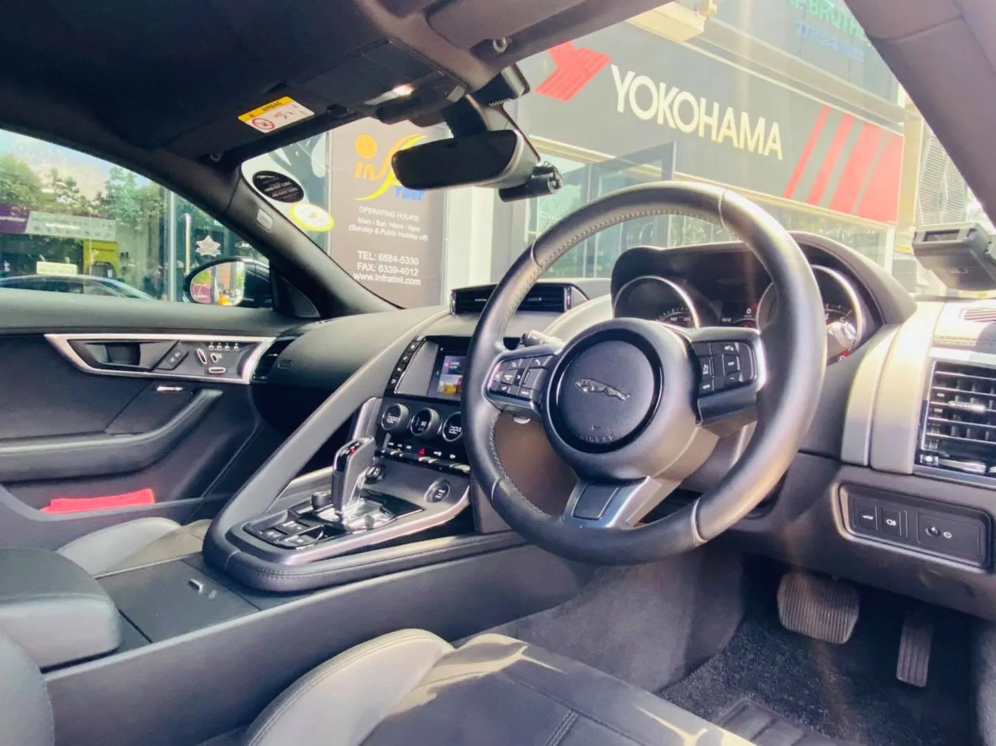 Jaguar F-Type interior dashboard after window tinting at Infratint Singapore