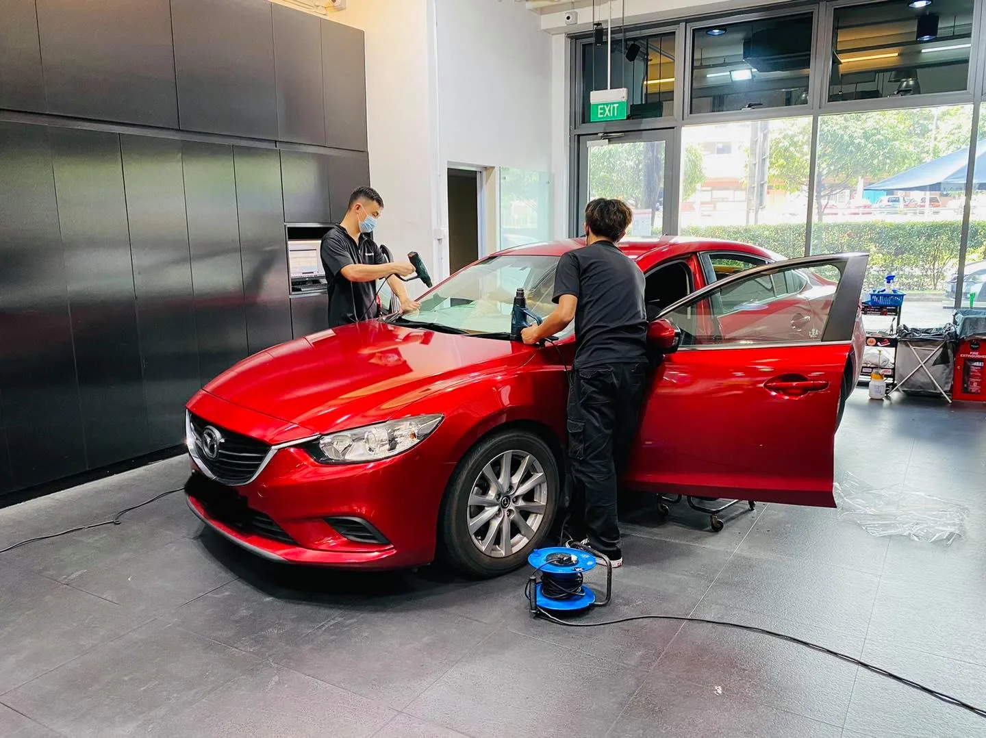 Red Mazda6 having side windows tinted at Infratint Singapore