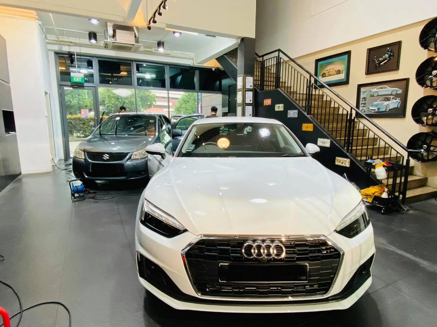 White Audi sedan front view at Infratint Singapore for window film