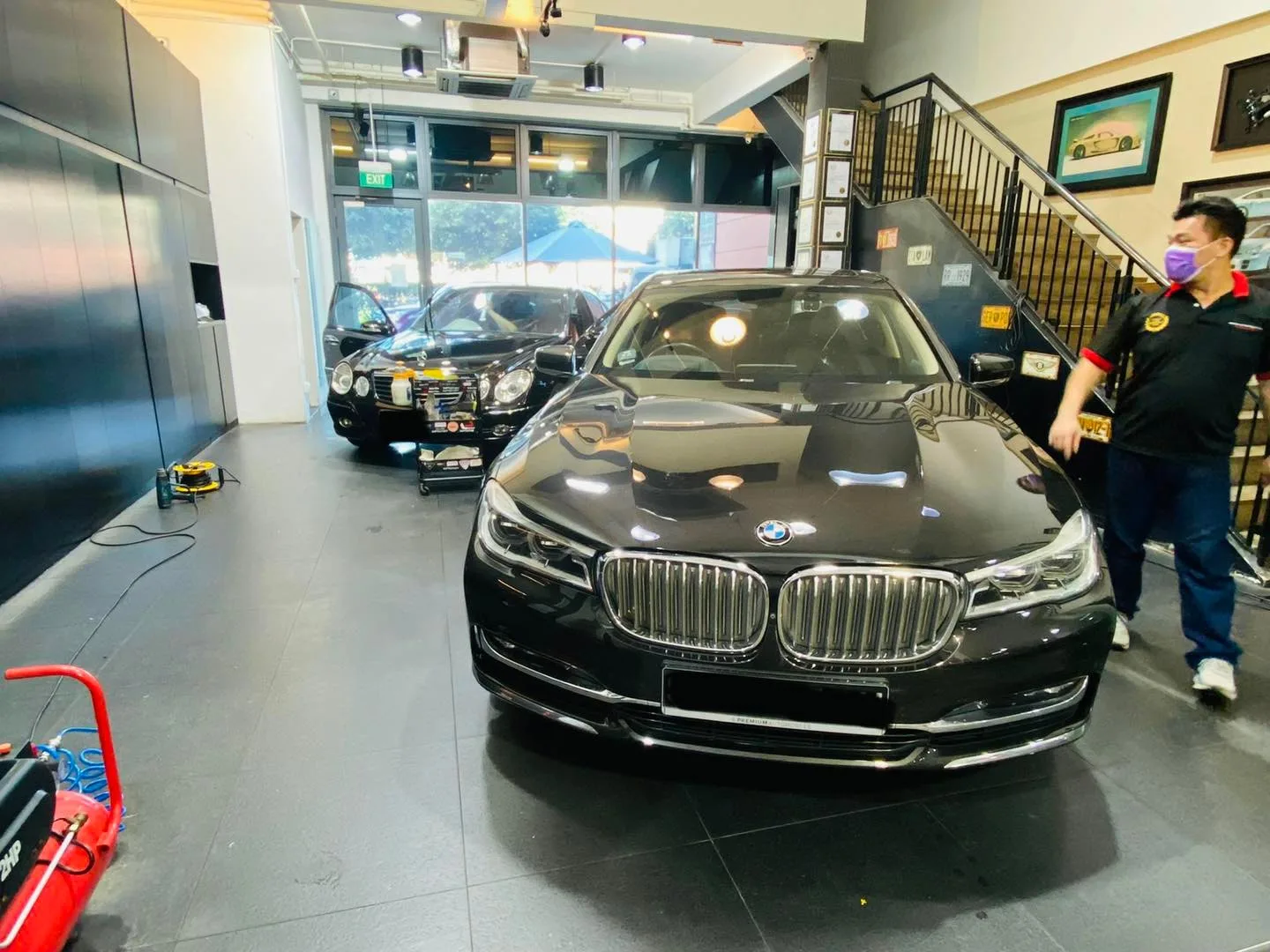Black BMW 7 Series in the Infratint Singapore showroom for window tinting