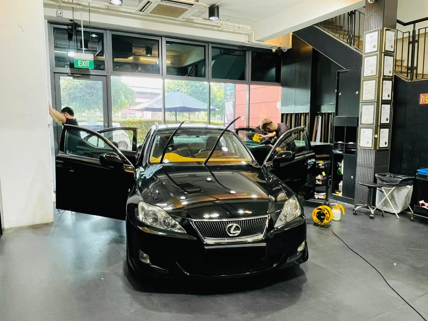 Black Lexus IS sedan having windows tinted at Infratint Singapore