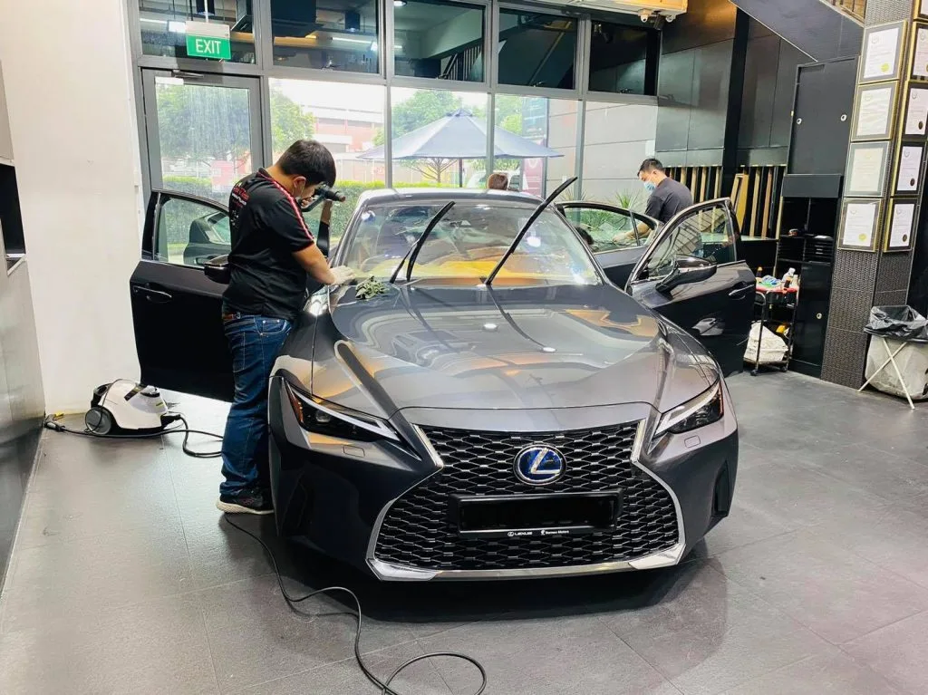 Grey Lexus sedan having its windows tinted at Infratint Singapore