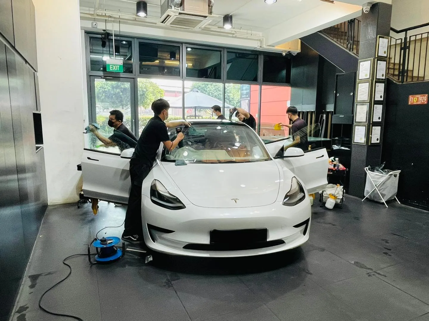 White Tesla Model 3 having window film installed at Infratint Singapore