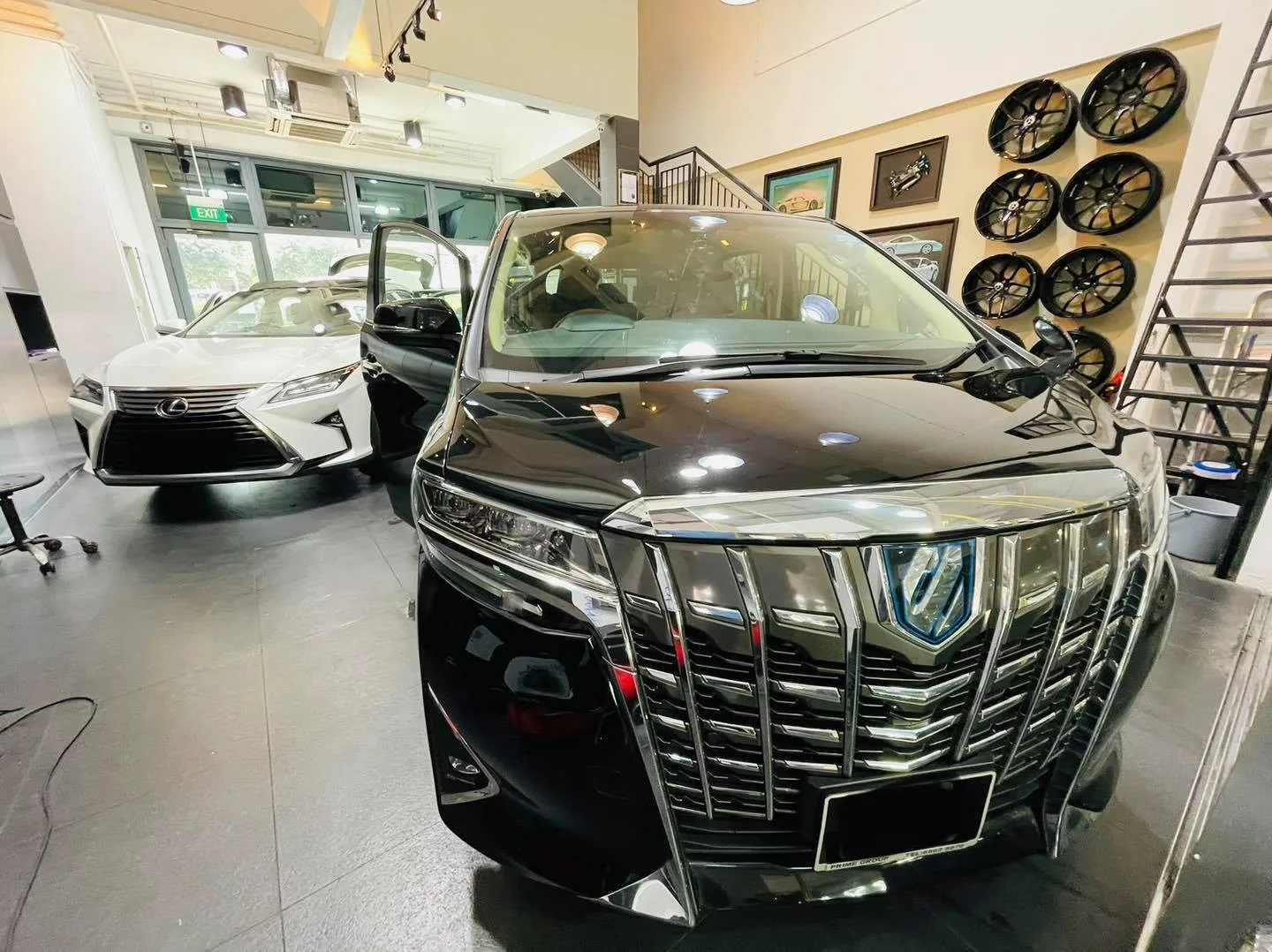 Black Toyota Alphard front view at Infratint Singapore for window tinting