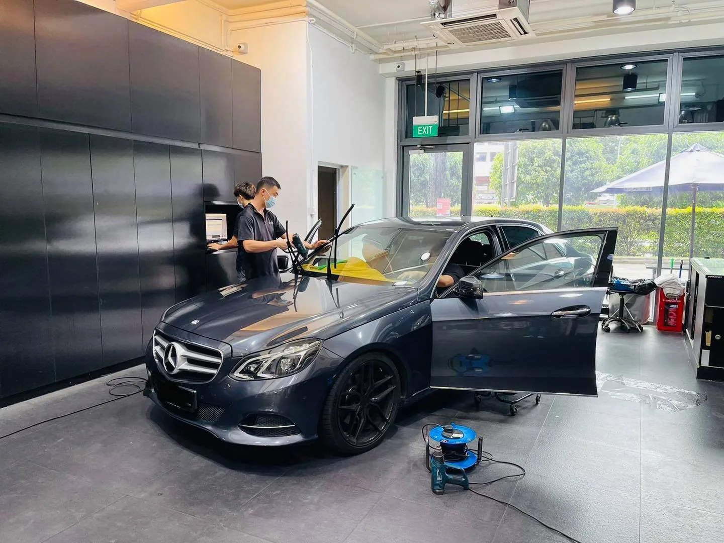 Grey Mercedes-Benz E-Class having window film applied at Infratint Singapore