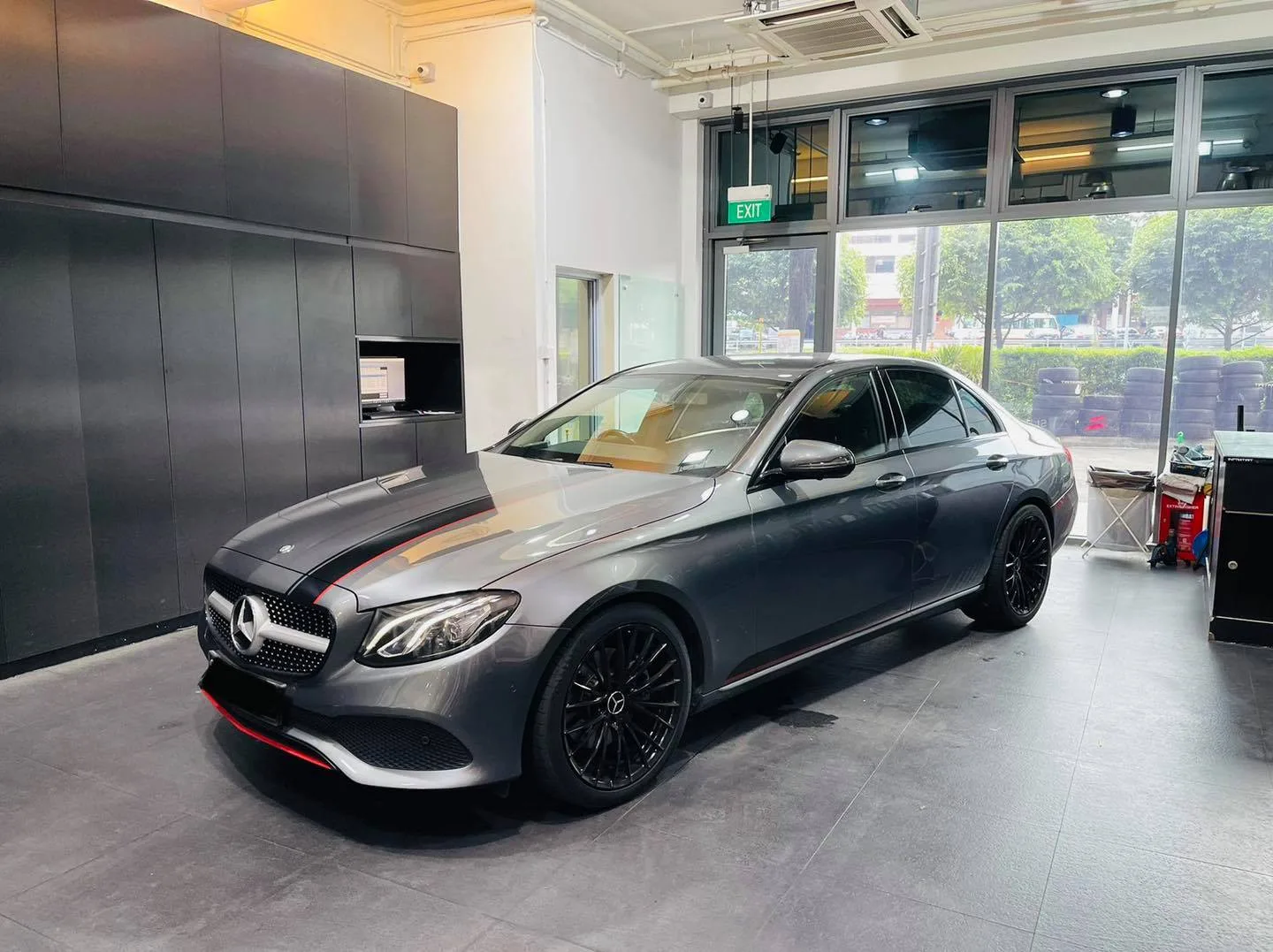Grey Mercedes-Benz E-Class sedan with black wheels at Infratint Singapore