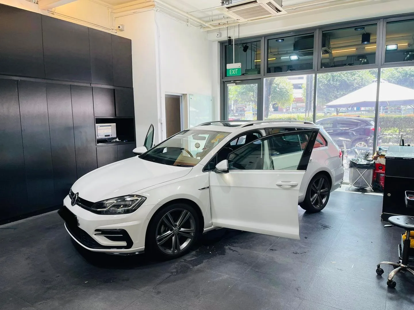 White Volkswagen Golf rear three-quarter view at Infratint Singapore window tinting