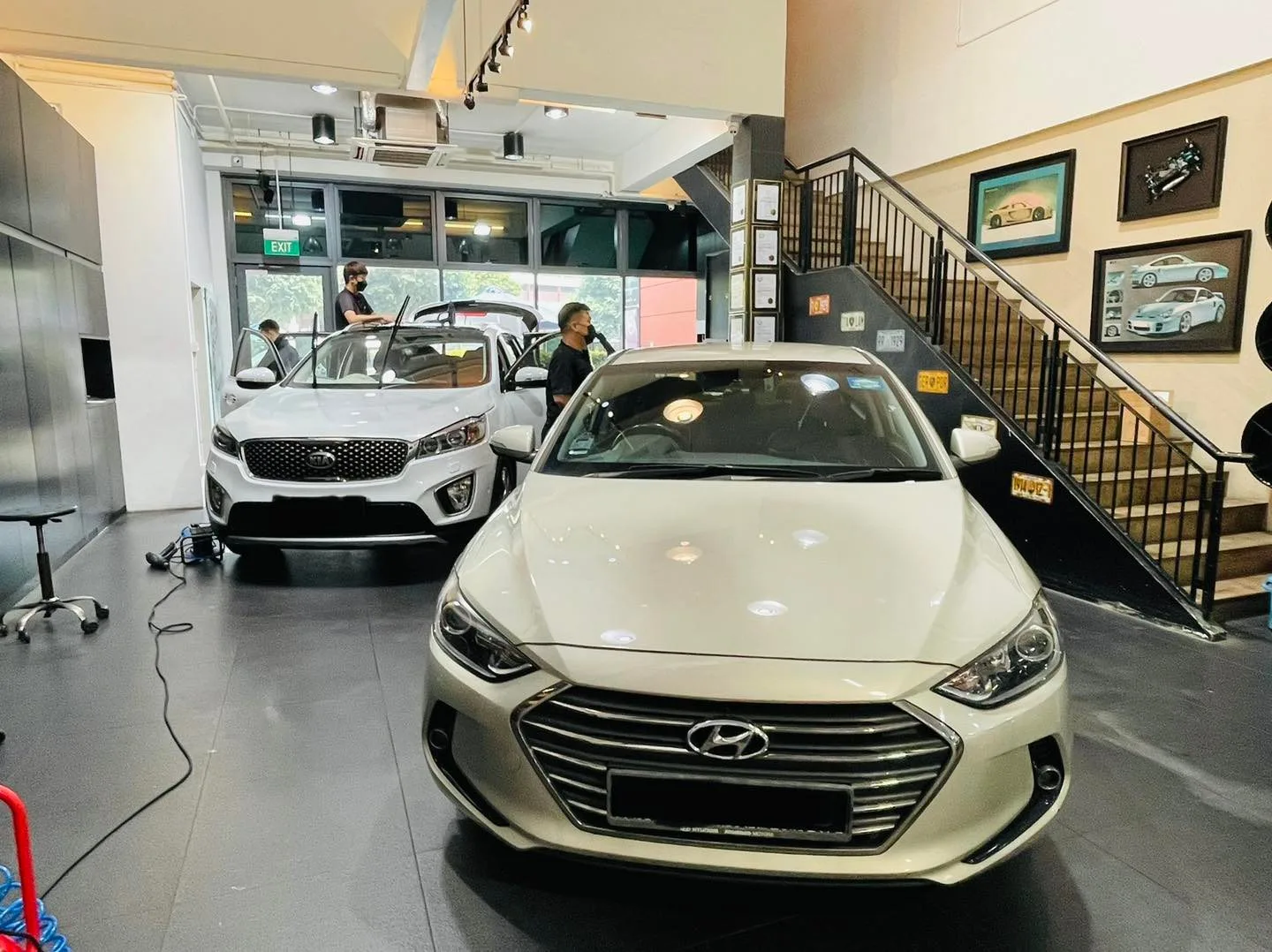 White Hyundai SUV at Infratint Singapore during window tinting