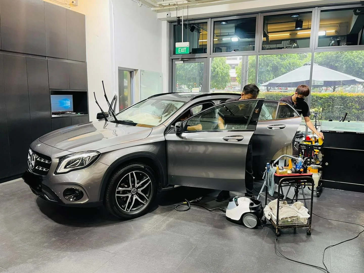 Grey Mercedes-Benz GLA having window film installed at Infratint Singapore