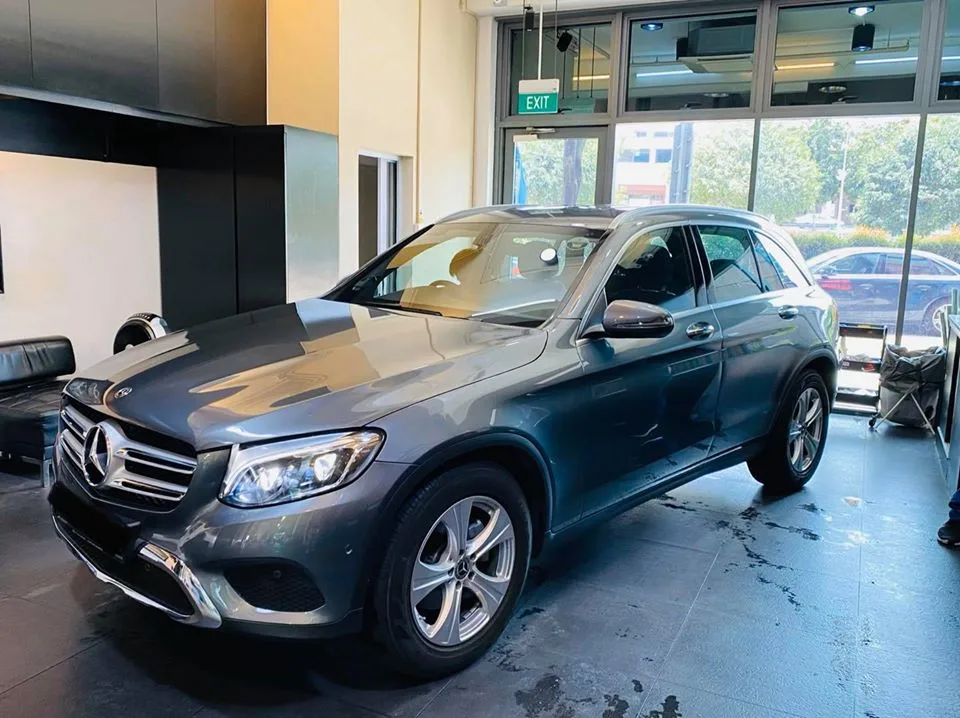 Grey Mercedes-Benz GLC with freshly tinted windows at Infratint Singapore