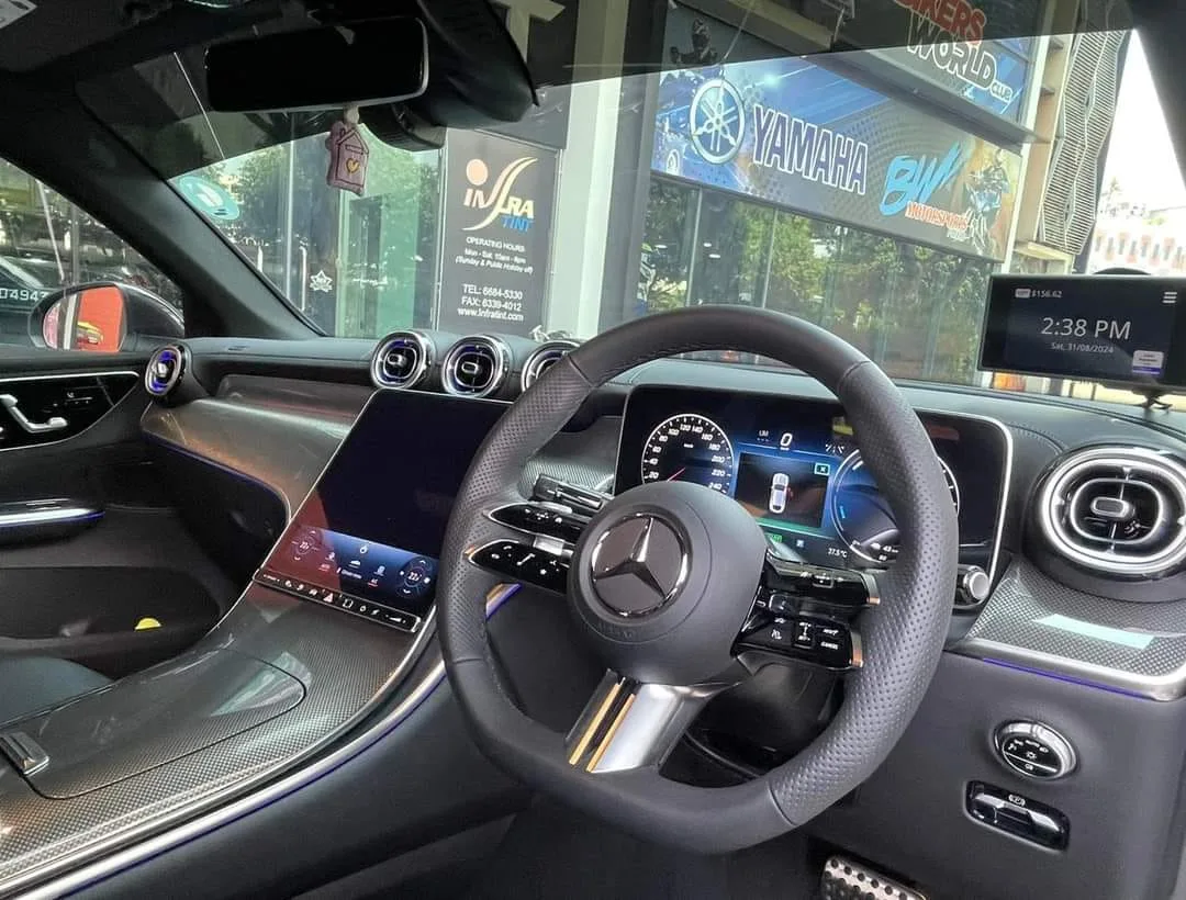 Mercedes-Benz GLC300e dashboard and twin screens at Infratint Singapore