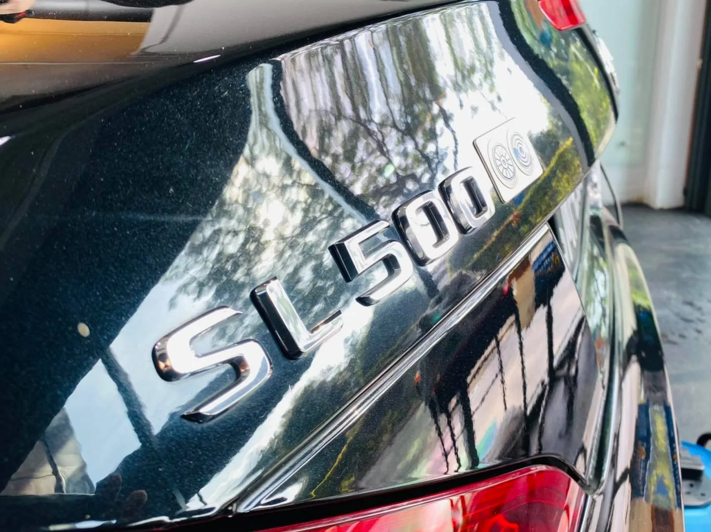 Mercedes-Benz SL500 rear badge close-up at Infratint Singapore