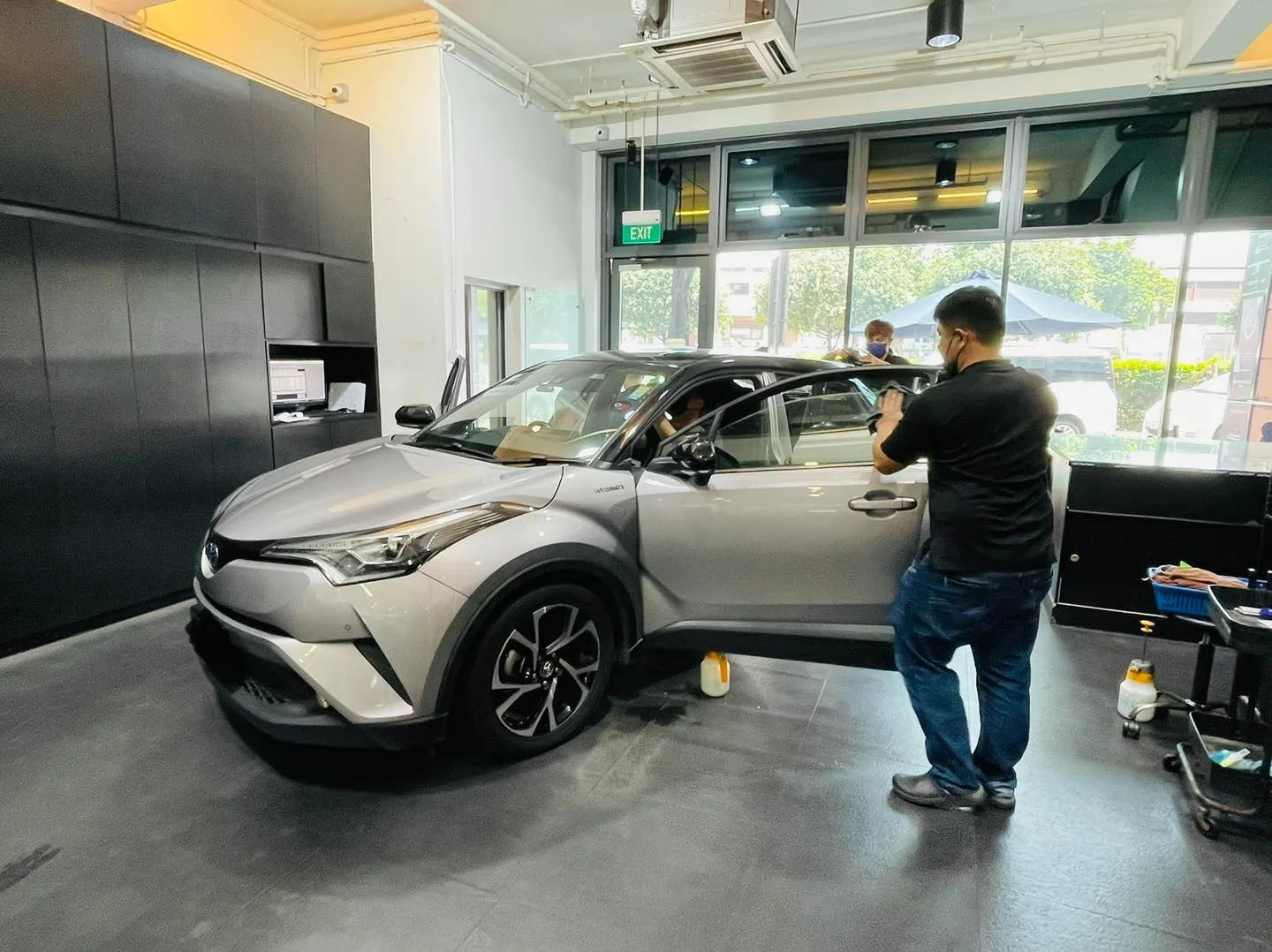 Silver Toyota C-HR crossover having window film fitted at Infratint Singapore