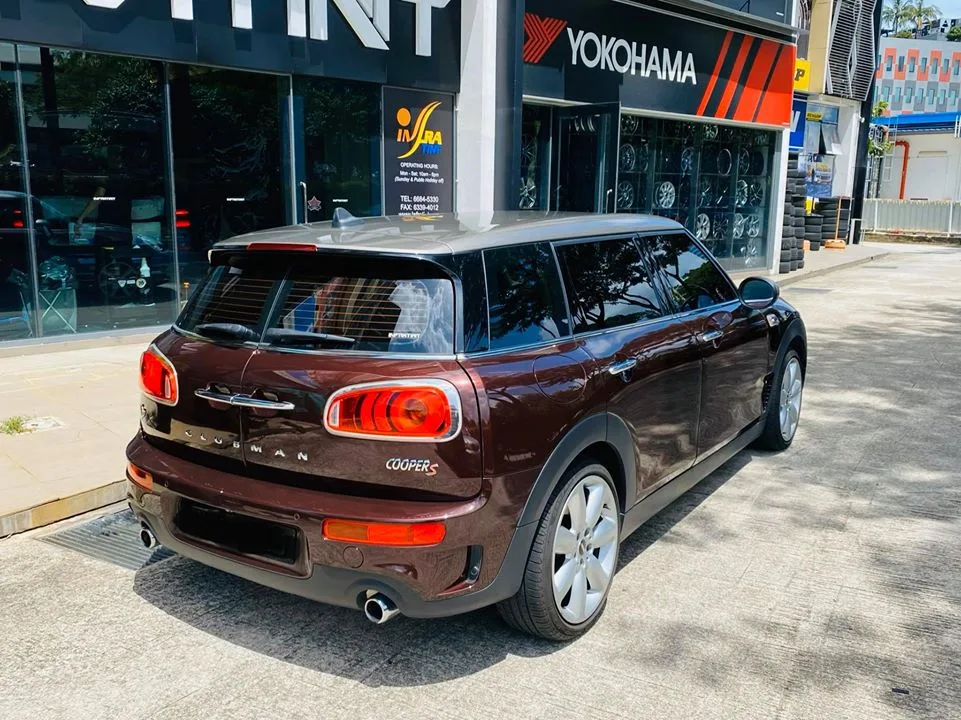Dark brown Mini Cooper S Clubman rear three-quarter outside Infratint Singapore