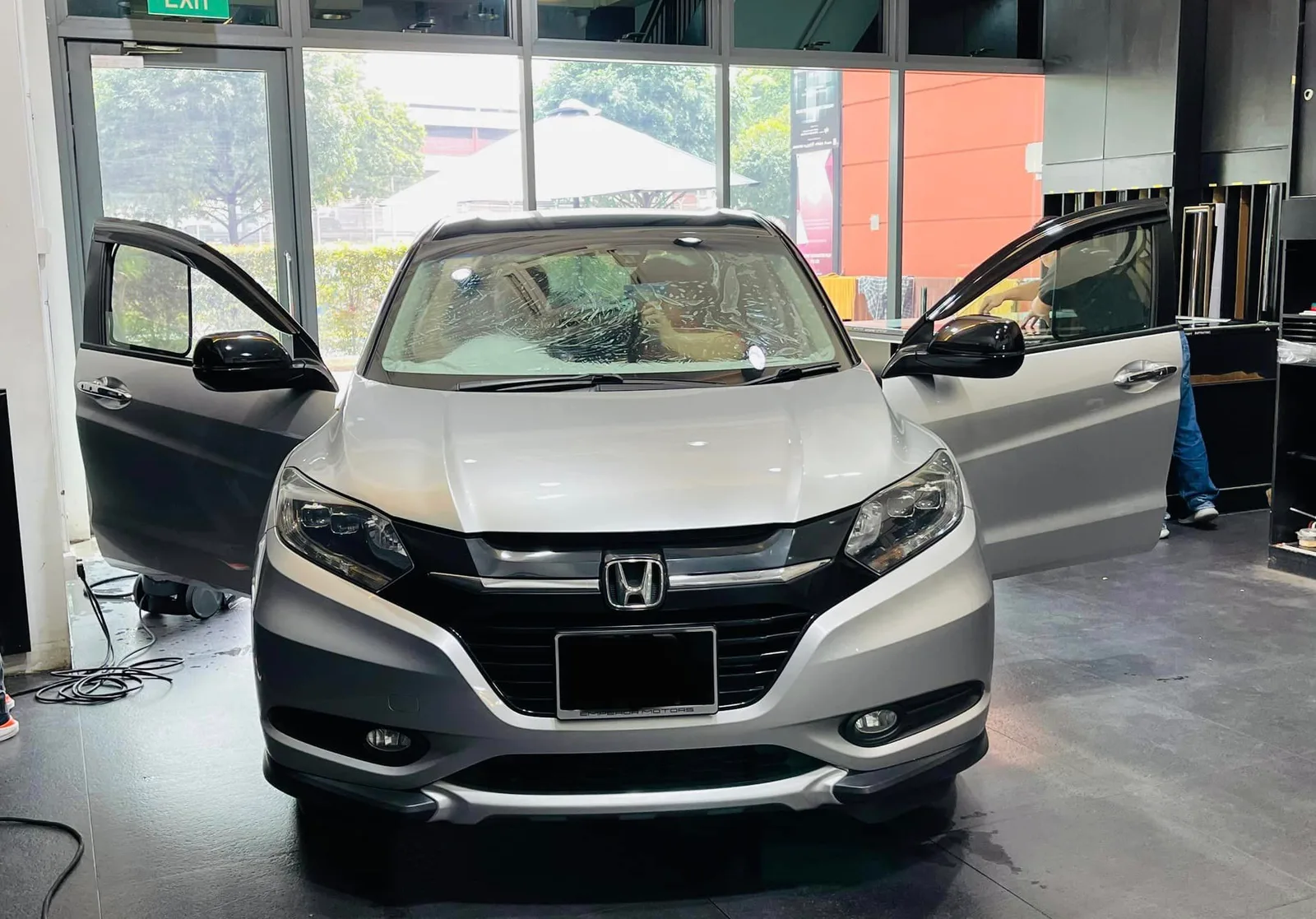 Silver Honda HR-V front view at Infratint Singapore for window tinting