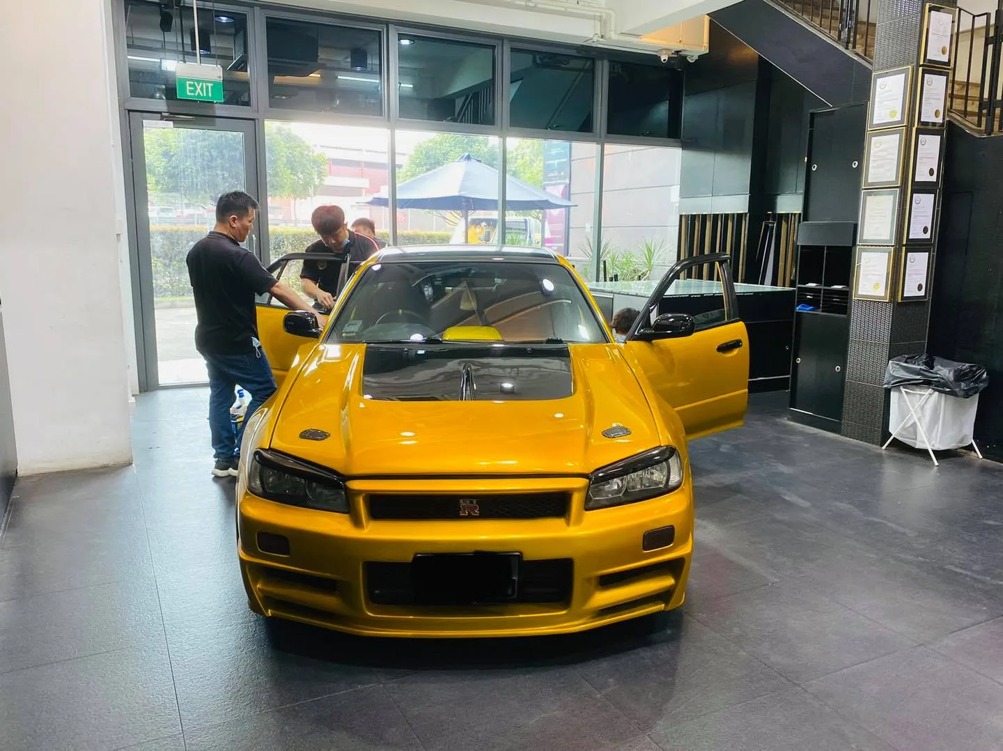 Yellow Nissan Skyline GT-R at Infratint Singapore for window film