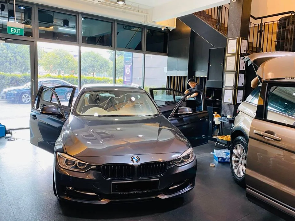 Grey BMW 3 Series sedan having windows tinted at Infratint Singapore