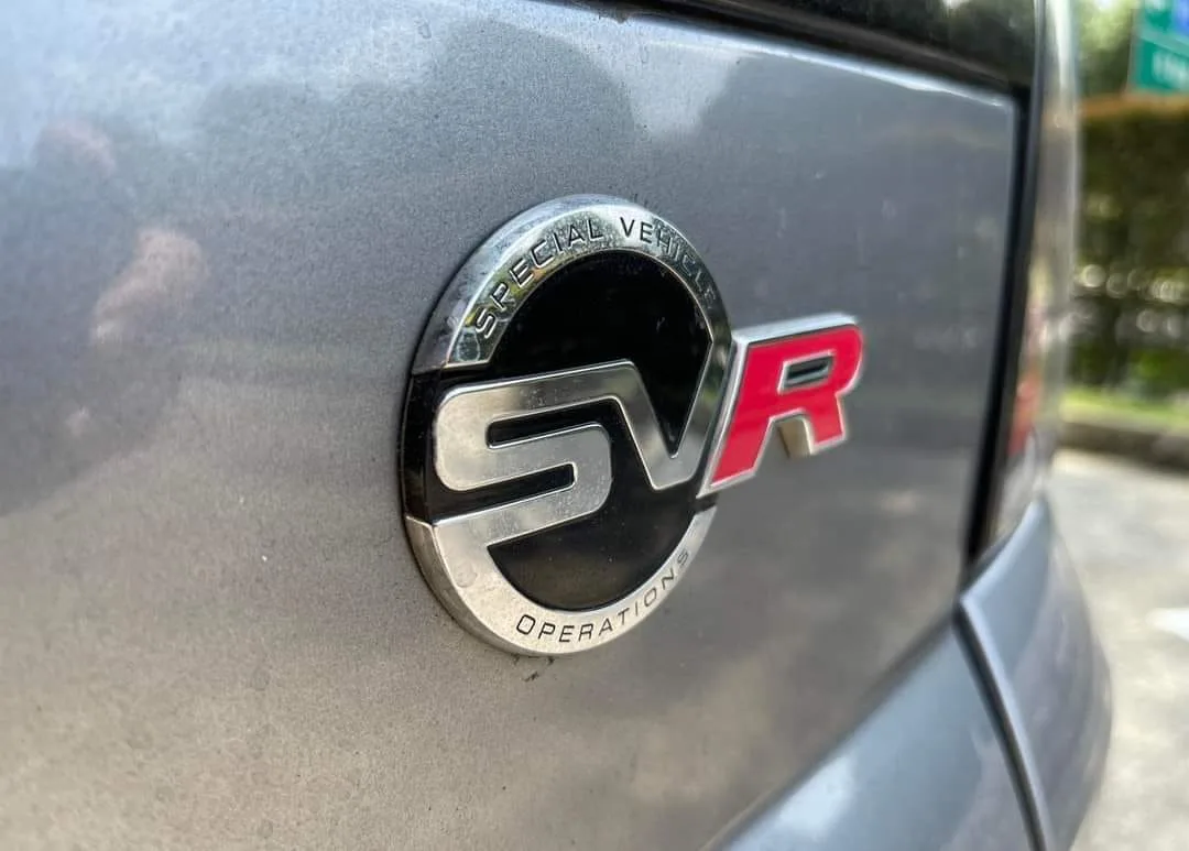 Range Rover SVR tailgate badge detail at Infratint Singapore