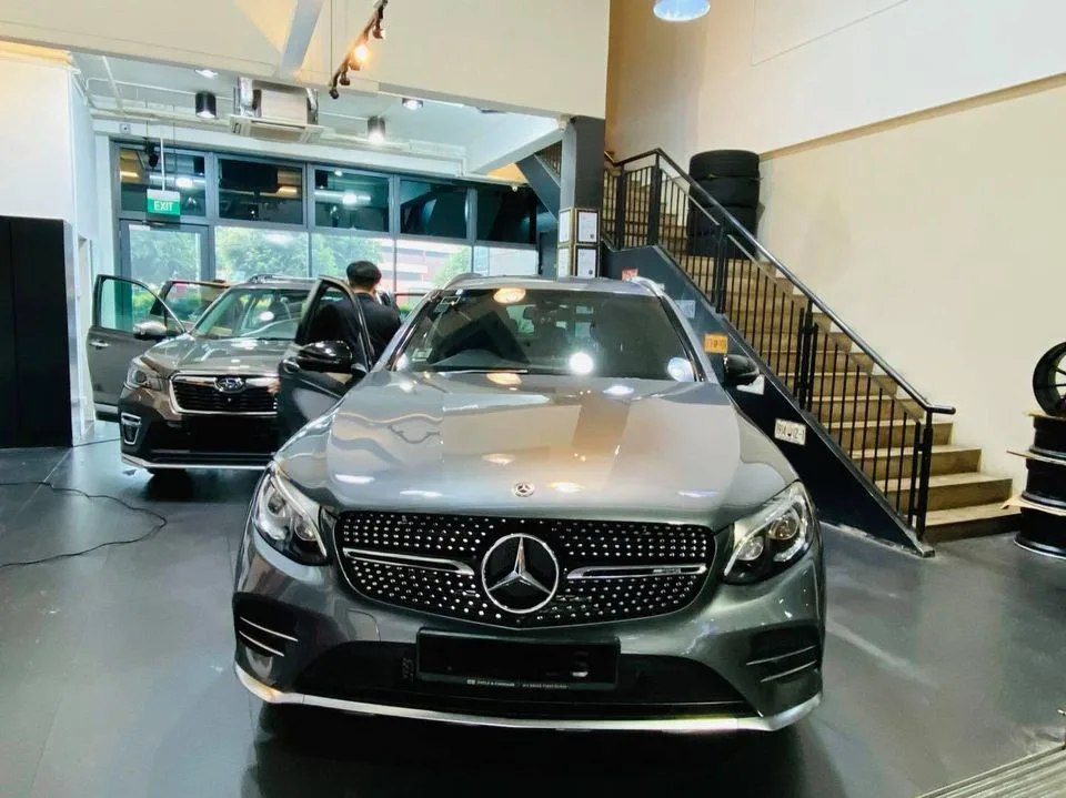 Grey Mercedes-Benz GLC and bronze Subaru Forester at Infratint Singapore