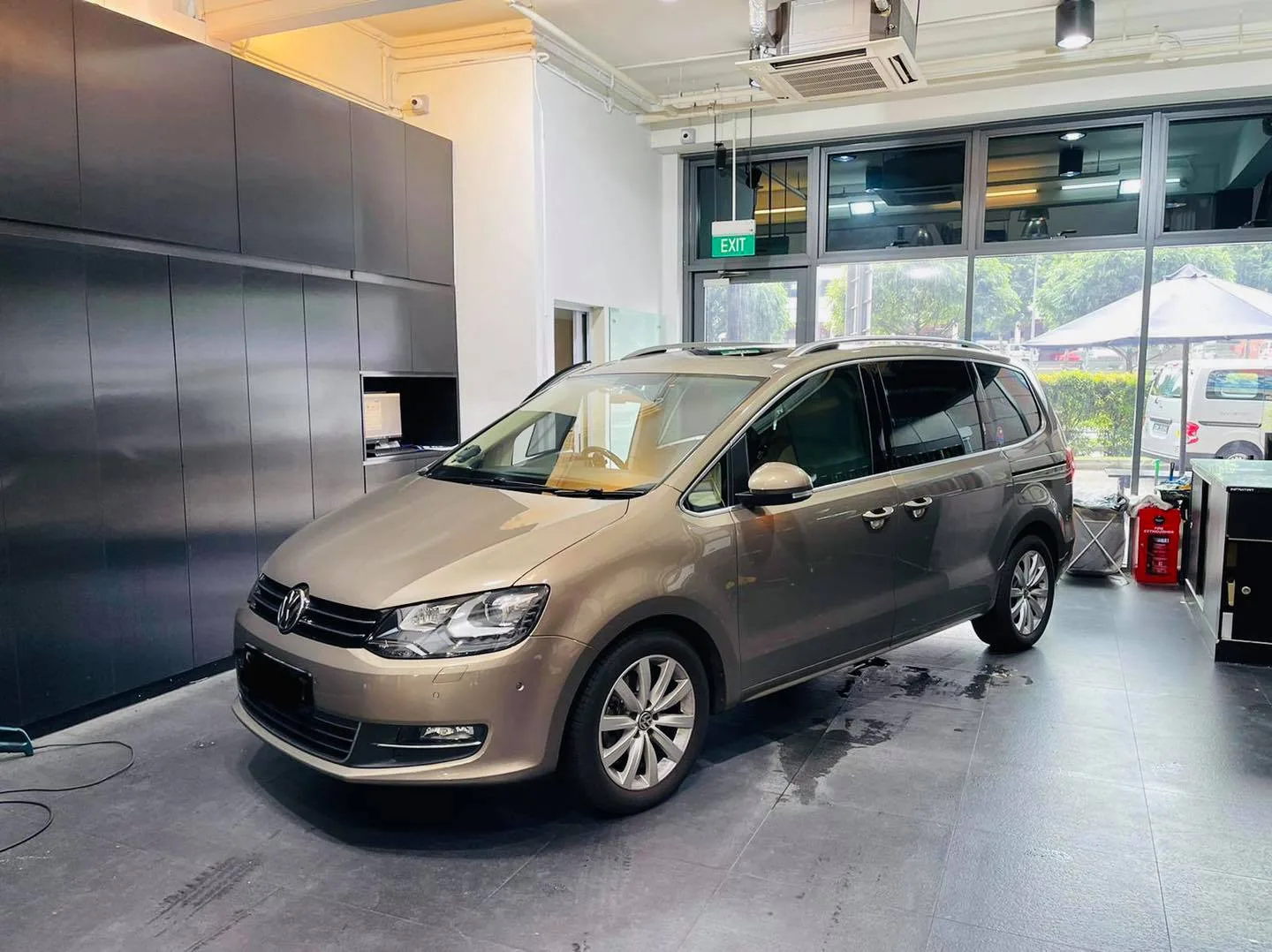 Champagne Volkswagen Sharan MPV at Infratint Singapore for window tinting