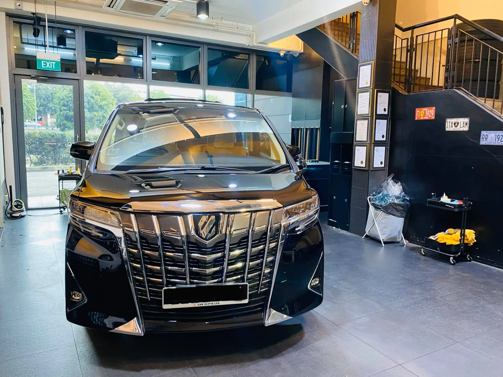 Black Toyota Alphard MPV after Platinum99 window film at Infratint Singapore