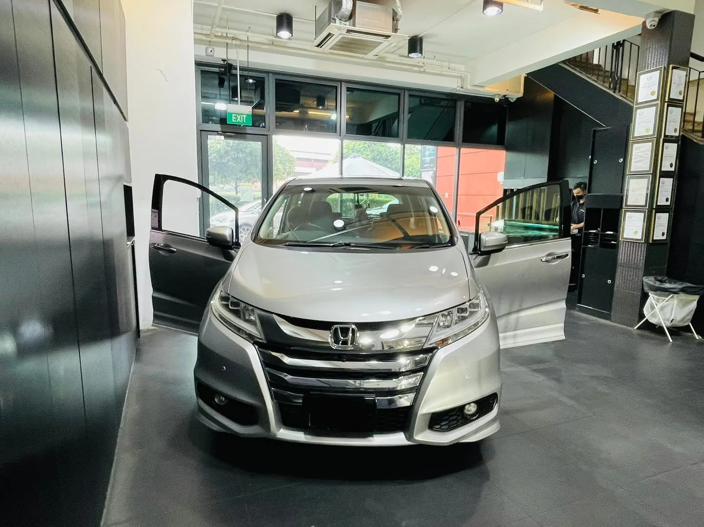 Silver Honda Odyssey MPV at Infratint Singapore ready for window film