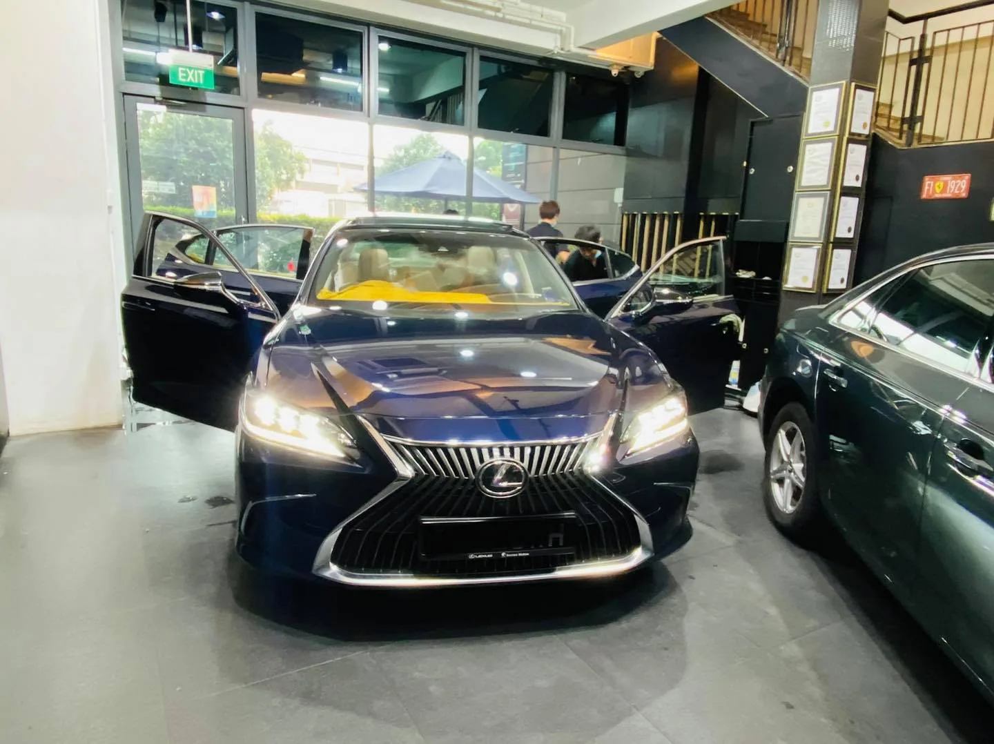 Dark blue Lexus ES sedan front view at Infratint Singapore window tinting