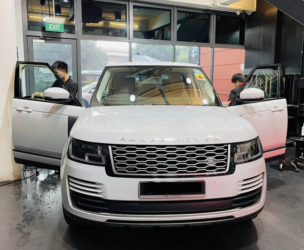 White Range Rover having its windows tinted at Infratint Singapore