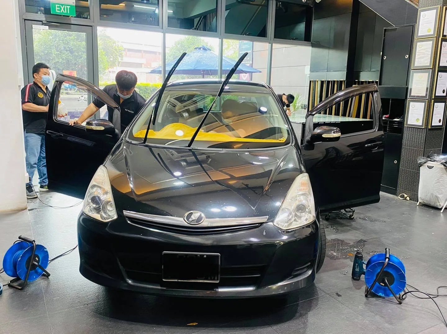 Black Toyota Wish MPV at Infratint Singapore for window tinting