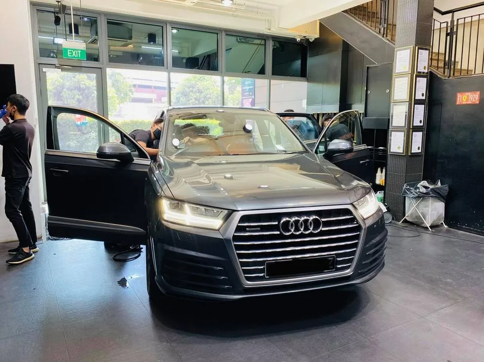 Grey Audi Q7 SUV at Infratint Singapore for window film installation