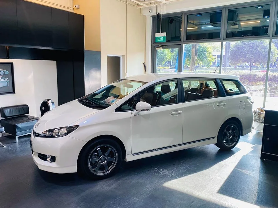 White Toyota Wish side profile at Infratint Singapore