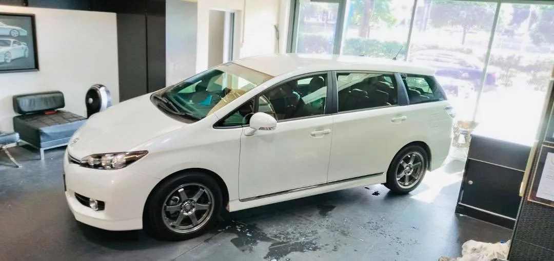 White Toyota Wish with tinted windows at Infratint Singapore